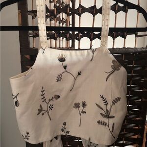 Zara top - backless - knot back - embroidered